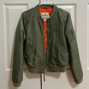 EUC Hollister Green Bomber Jacket